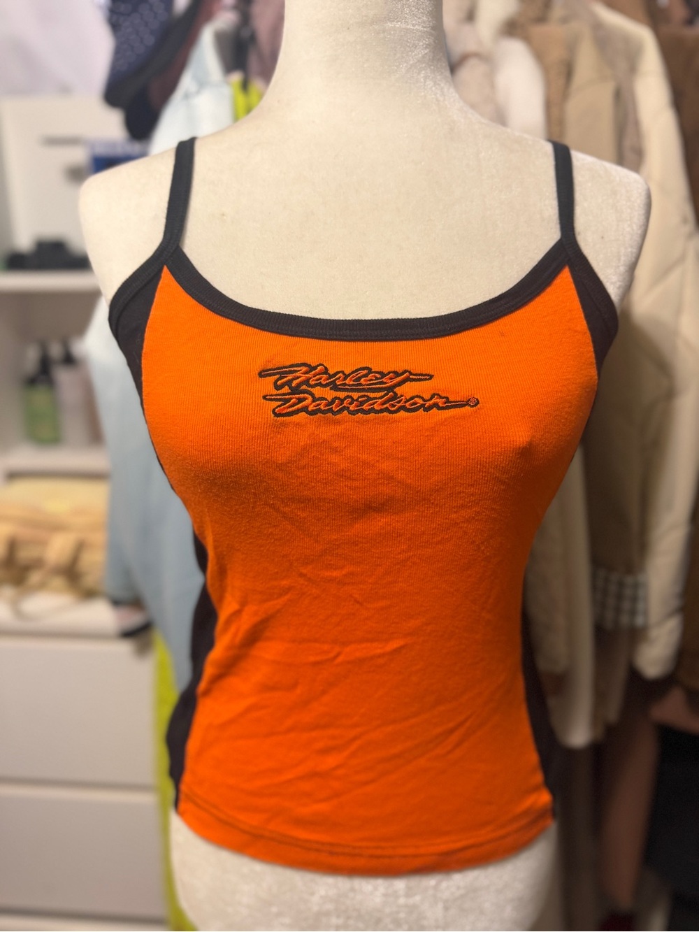 Harley-Davidson Orange Tank with Black Trim and Logo
